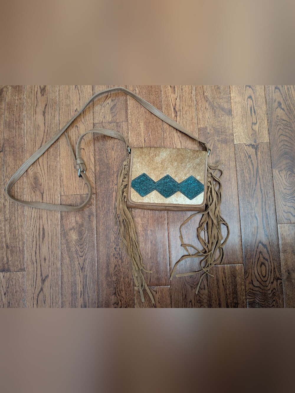 Shyanne Cowhide Genuine Tooled Leather W/ Fringe Crossbody Bag Purse Rehab